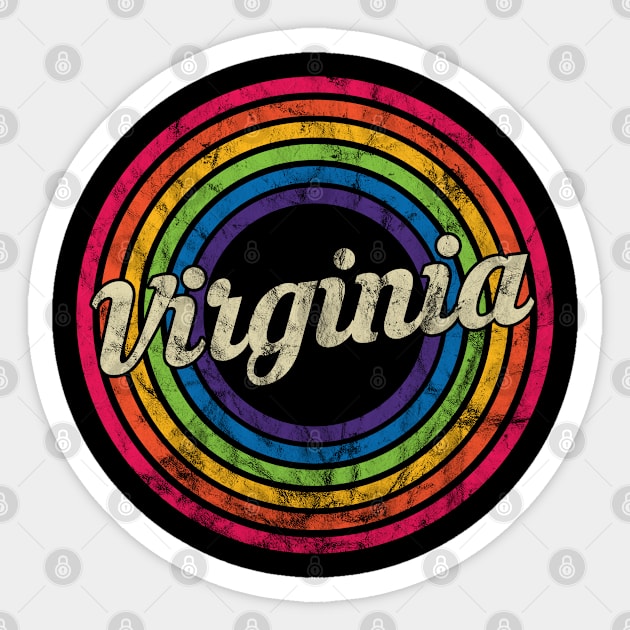 Virginia - Retro Rainbow Faded-Style Sticker by MaydenArt